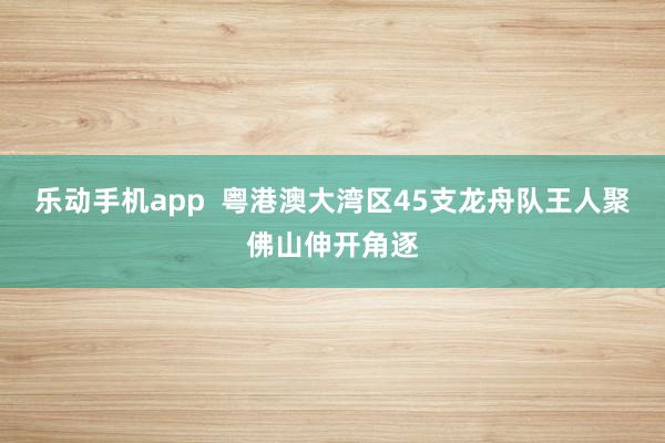乐动手机app  粤港澳大湾区45支龙舟队王人聚佛山伸开角逐
