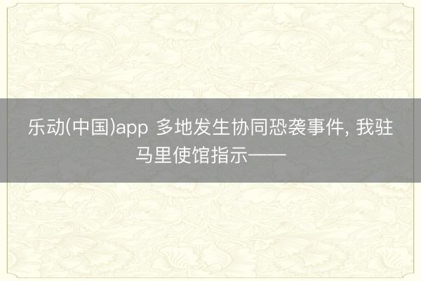 乐动(中国)app 多地发生协同恐袭事件， 我驻马里使馆指示——