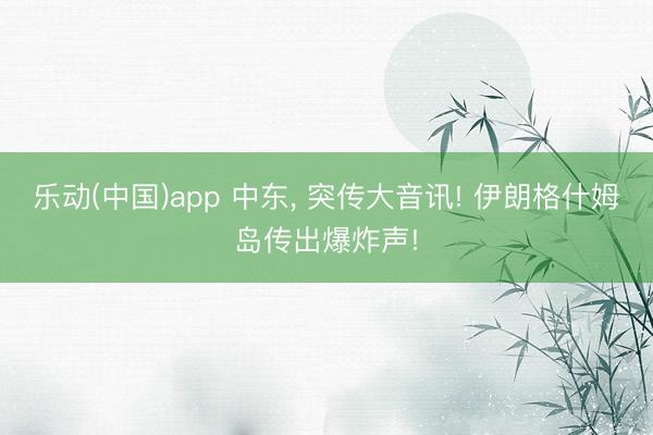 乐动(中国)app 中东， 突传大音讯! 伊朗格什姆岛传出爆炸声!