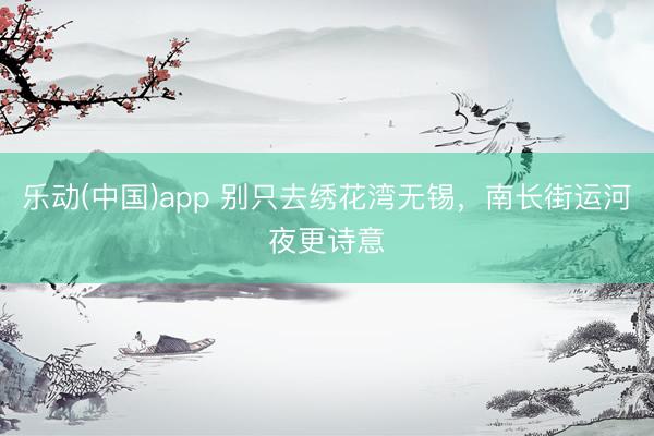 乐动(中国)app 别只去绣花湾无锡,南长街运河夜更诗意