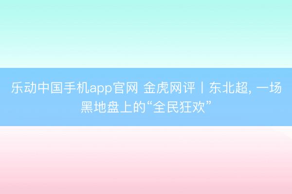乐动中国手机app官网 金虎网评丨东北超， 一场黑地盘上的“全民狂欢”