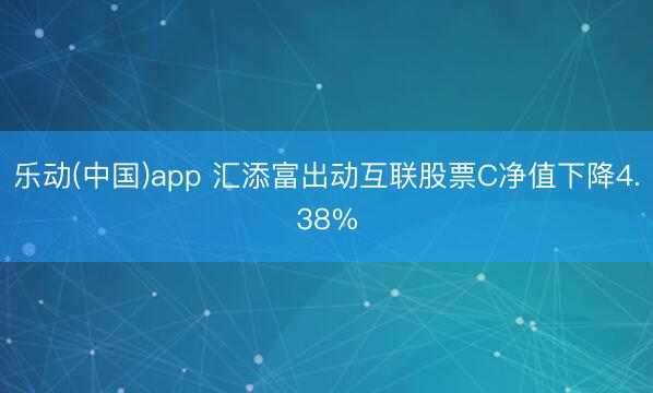乐动(中国)app 汇添富出动互联股票C净值下降4.38%