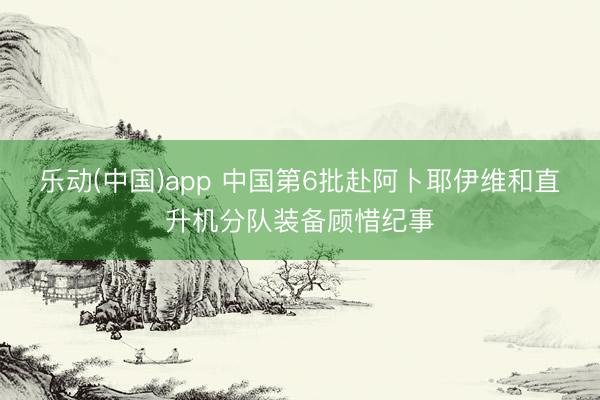 乐动(中国)app 中国第6批赴阿卜耶伊维和直升机分队装备顾惜纪事