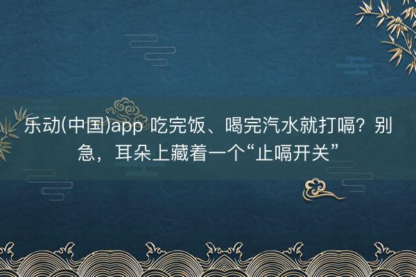乐动(中国)app 吃完饭、喝完汽水就打嗝？别急，耳朵上藏着一个“止嗝开关”