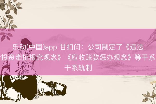 乐动(中国)app 甘扣问:公司制定了《违法方针投资牵扯根究观念》《应收账款惩办观念》等干系轨制