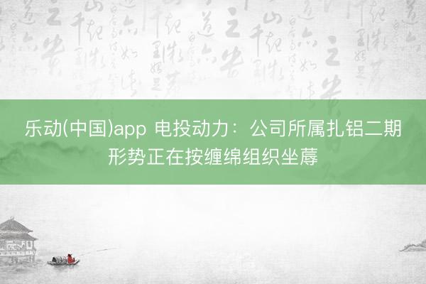 乐动(中国)app 电投动力:公司所属扎铝二期形势正在按缠绵组织坐蓐